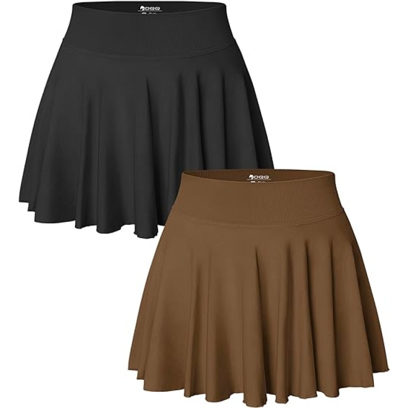 Women 2 Piece Skirts 2 in 1 Flowy Basic Versatile Stretchy Flared Casual Mini Skirts