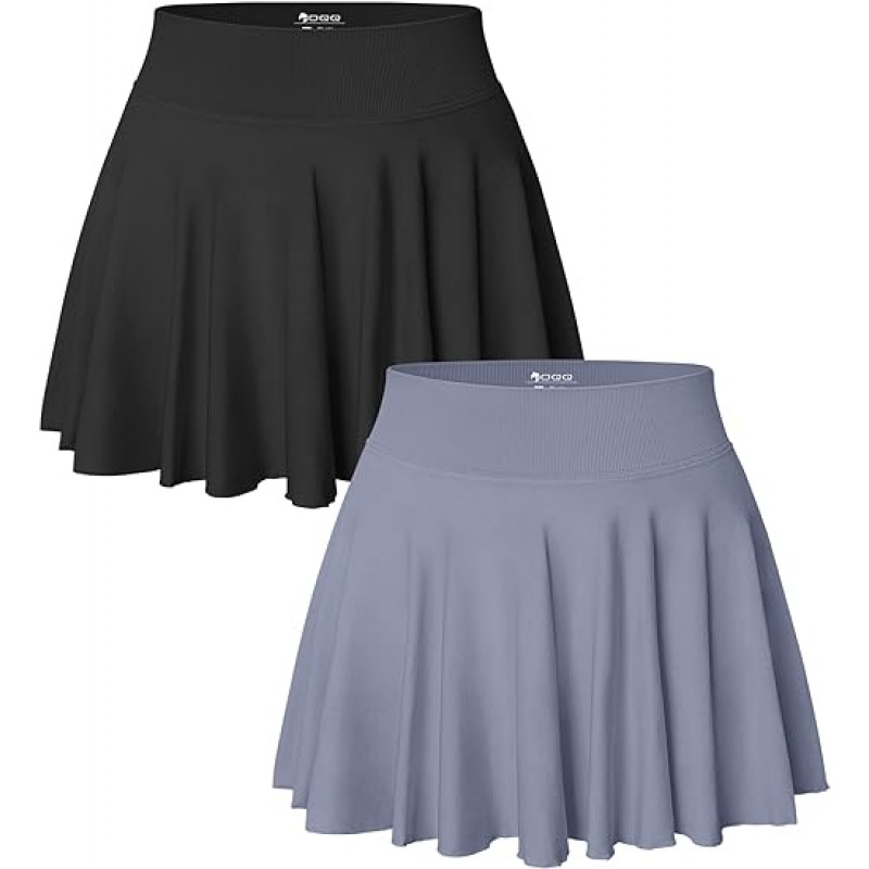 Women 2 Piece Skirts 2 in 1 Flowy Basic Versatile Stretchy Flared Casual Mini Skirts