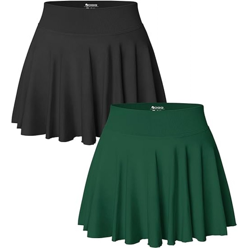 Women 2 Piece Skirts 2 in 1 Flowy Basic Versatile Stretchy Flared Casual Mini Skirts