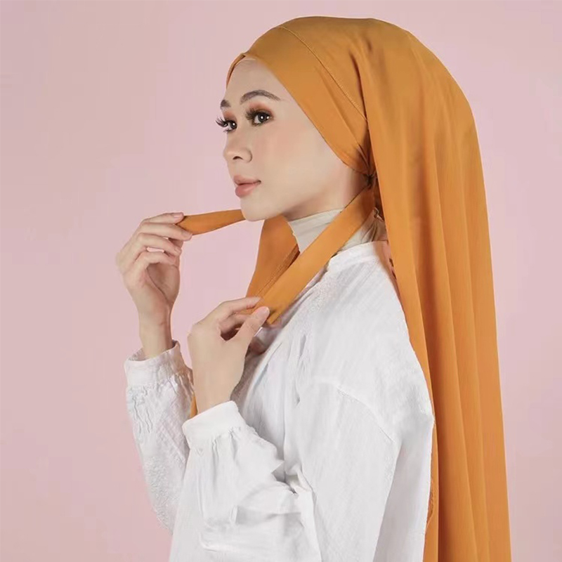 Hot Selling in Stock Instant Chiffon Hijab with Tie Back Inner Underscarf Easy Wear Hijab