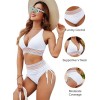 Women High Waisted Bikini Sets Tummy Control Swimsuits Color Block Two Piece Drawstring Bathing Suit