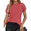 Womens Tshirts Trendy Fashion Tops Lace Short Sleeve Business Tee Shirts Casual Knitted Blouses Summer Outfits 2024