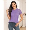 Womens Tshirts Trendy Fashion Tops Lace Short Sleeve Business Tee Shirts Casual Knitted Blouses Summer Outfits 2024