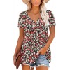 Women's Short Sleeve Shirts Floral Summer Tops Loose Fit for Leggings