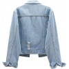 Womens Denim Jackets Distressed Ripped Long Sleeve Jean Jacket Coats