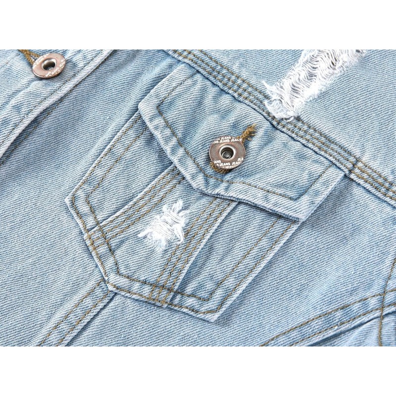 Womens Denim Jackets Distressed Ripped Long Sleeve Jean Jacket Coats