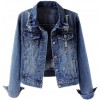 Womens Denim Jackets Distressed Ripped Long Sleeve Jean Jacket Coats