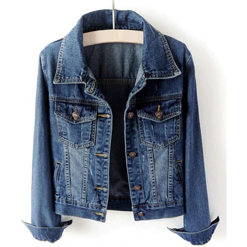 LifeShe Women's Casual Detachable Hoodie Denim Jacket