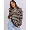 ANRABESS Women Striped Oversized Sweatshirt Long Sleeve Crewneck Hoodies Shirts 2024 Fall Pullover Top Trendy Preppy Clothes