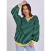 ANRABESS Women Striped Oversized Sweatshirt Long Sleeve Crewneck Hoodies Shirts 2024 Fall Pullover Top Trendy Preppy Clothes